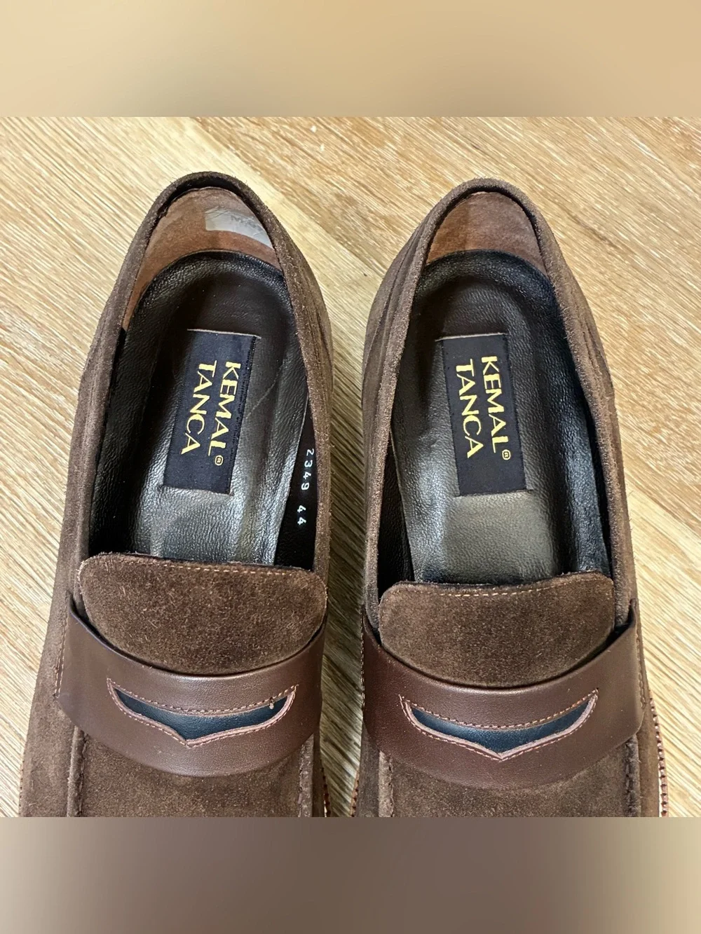 Kemal Tanca Brown Suede Penny Loafers Men's EU 44 US 10 Casual Dress Shoes